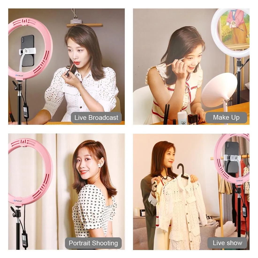 10.2" Curved LED Ring Light with Tripod & Remote for Vlogging & Photography | Pink