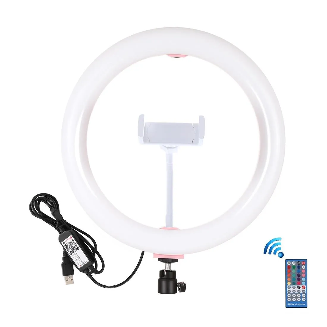 10.2" Curved LED Ring Light with Tripod & Remote for Vlogging & Photography | Pink