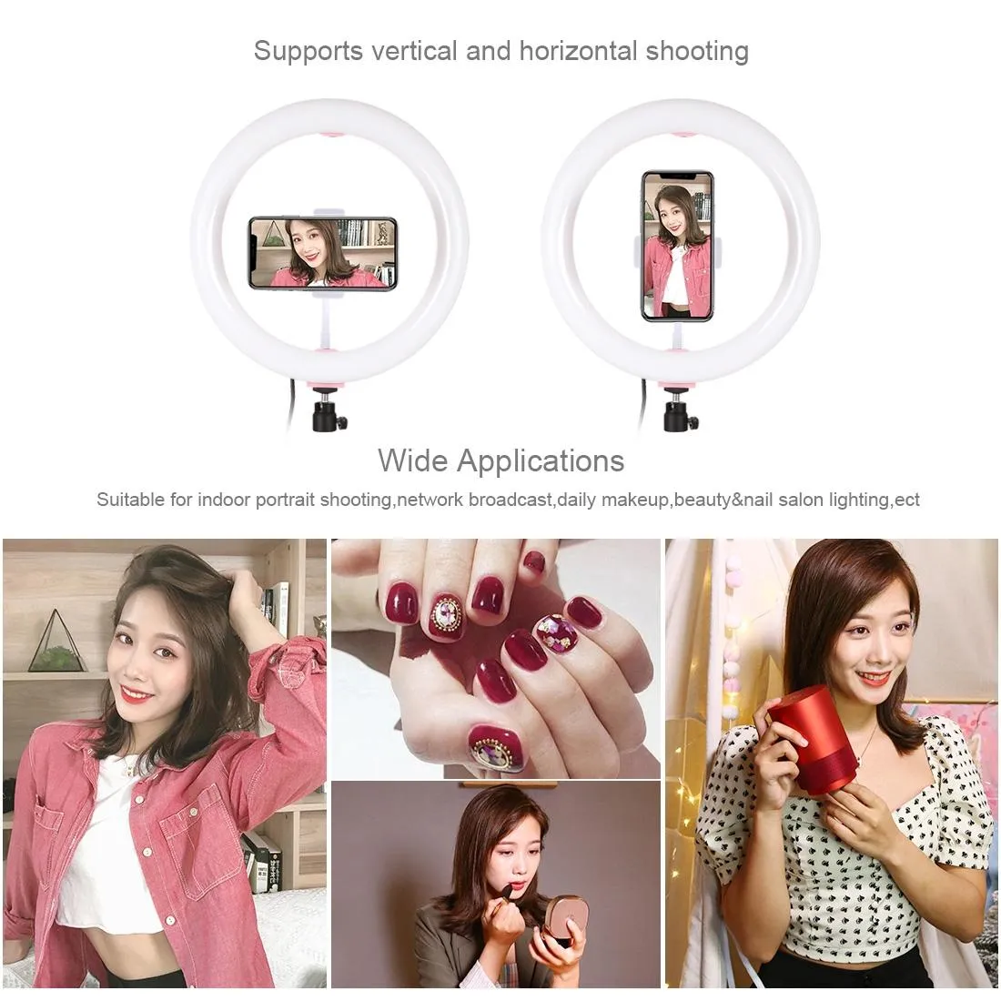 10.2" Curved LED Ring Light with Tripod & Remote for Vlogging & Photography | Pink