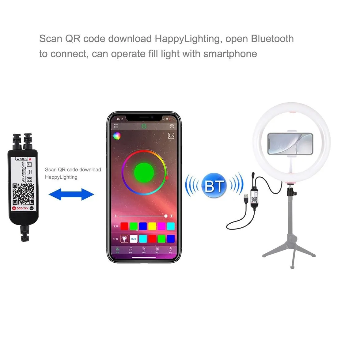 10.2" Curved LED Ring Light with Tripod & Remote for Vlogging & Photography | Pink