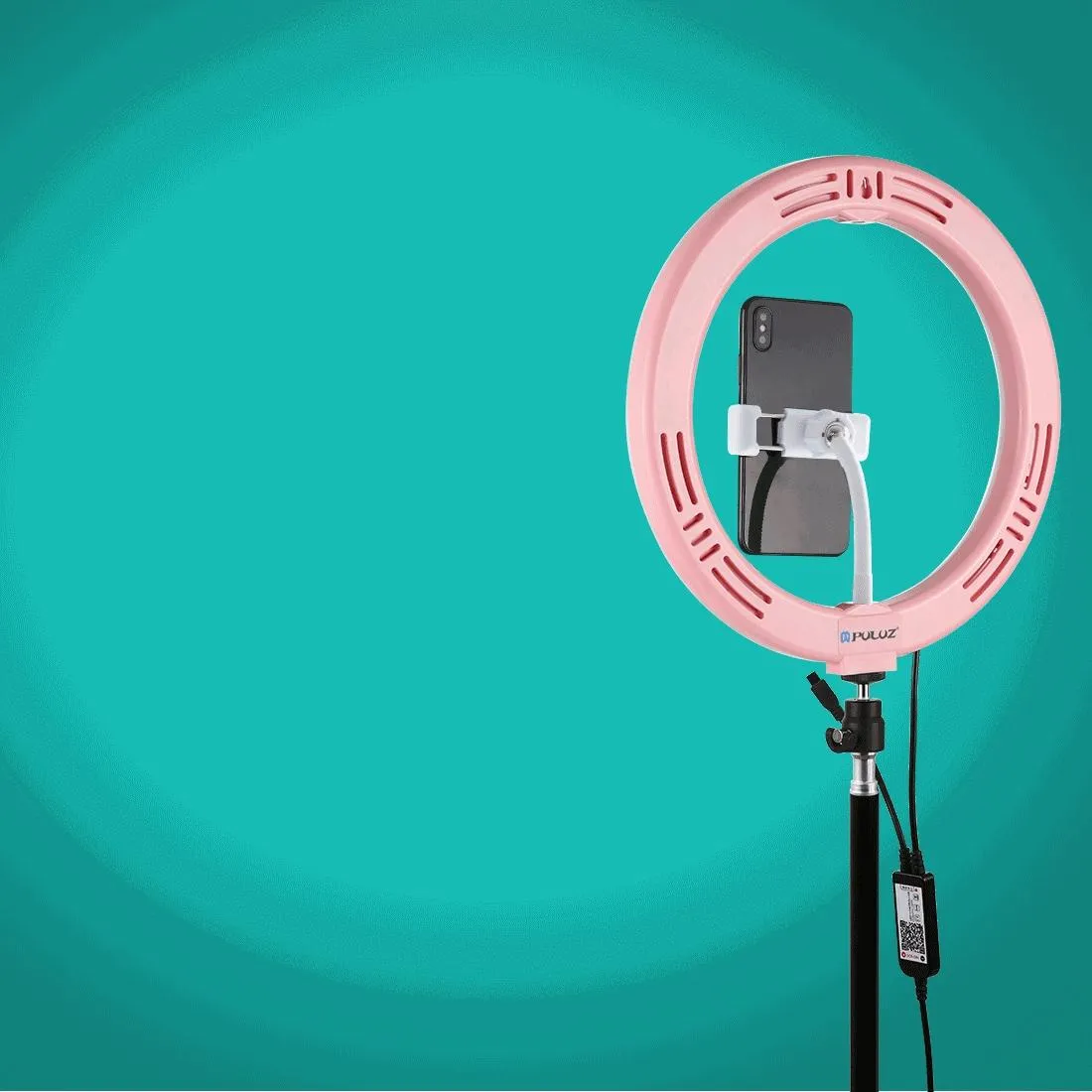 10.2" Curved LED Ring Light with Tripod & Remote for Vlogging & Photography | Pink