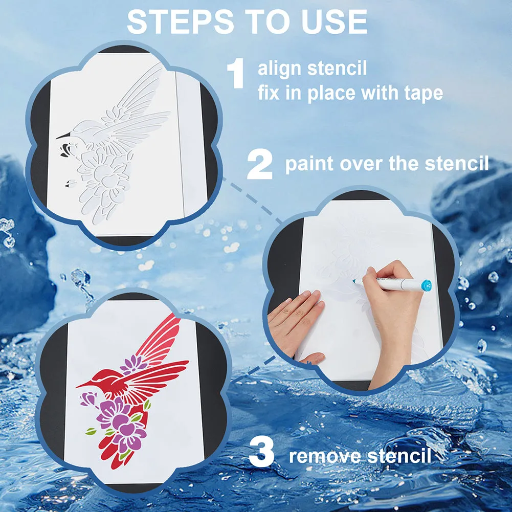 1Pc PET Hollow Out Drawing Painting Stencils, with 1Pc Art Paint Brushes, for DIY Scrapbook, Photo Album, Skull, 300x300mm