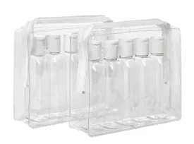 2 x Holiday Travel Clear Plastic Bottles Packs - 10 x 100 ml Bottles & 2 x Clear Bags