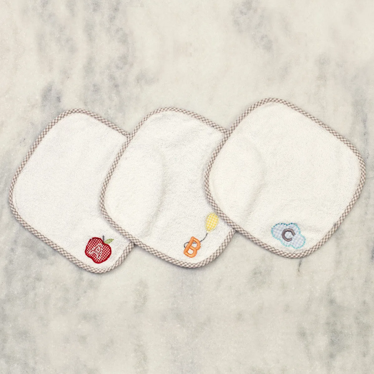 A for Apple Wash Cloths, Set of 3
