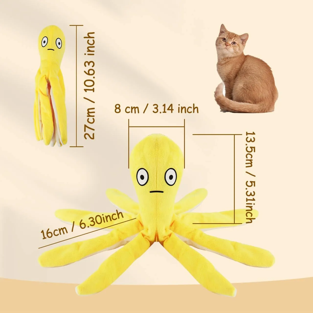 Andiker Catnip Toys for Cats, 10.63 Inches Cute Octopus Shape Plush Cat Toy with Catnip Crinkle Paper Soft Interactive Cat Toys for Indoor Cats Kittens Playing Chewing Biting (Blue)