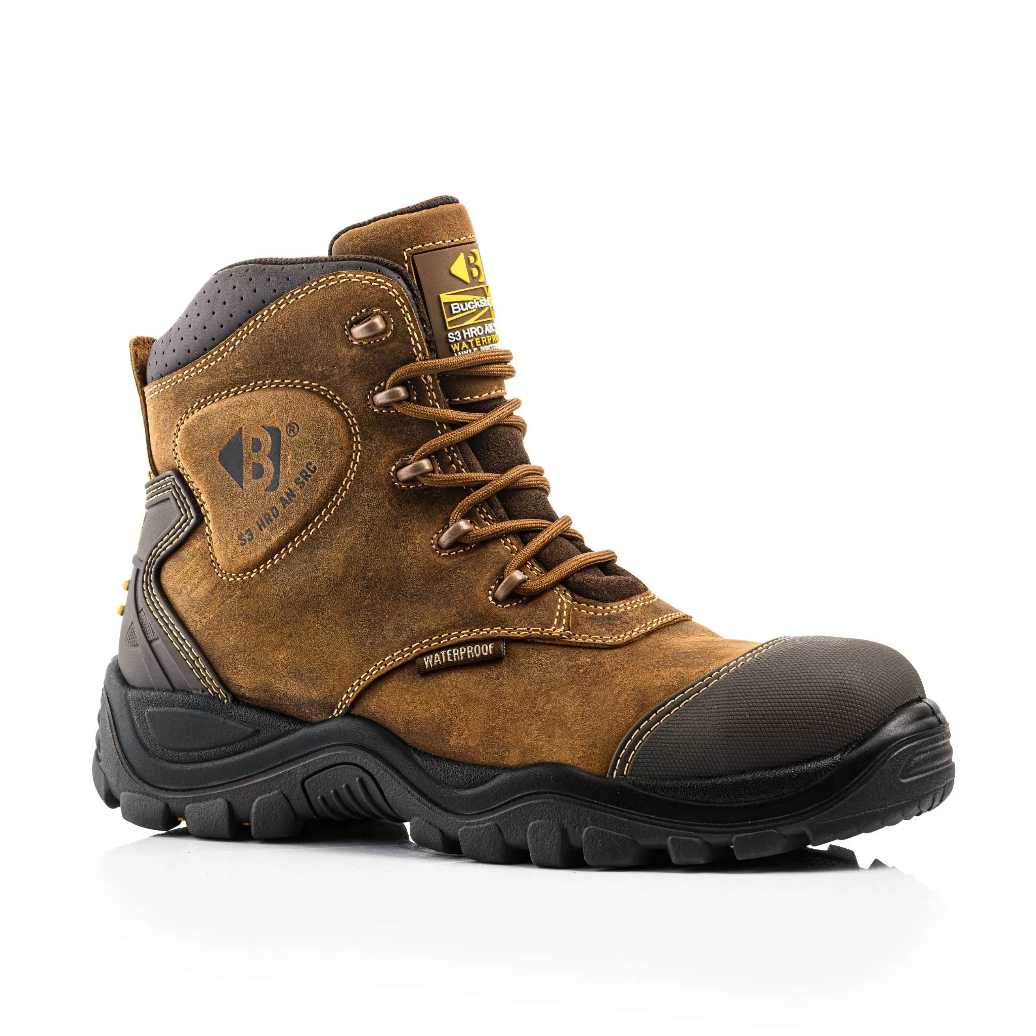 Buckbootz BSH012 Bang Guardz S3 Black Lace-up Buckler Boots
