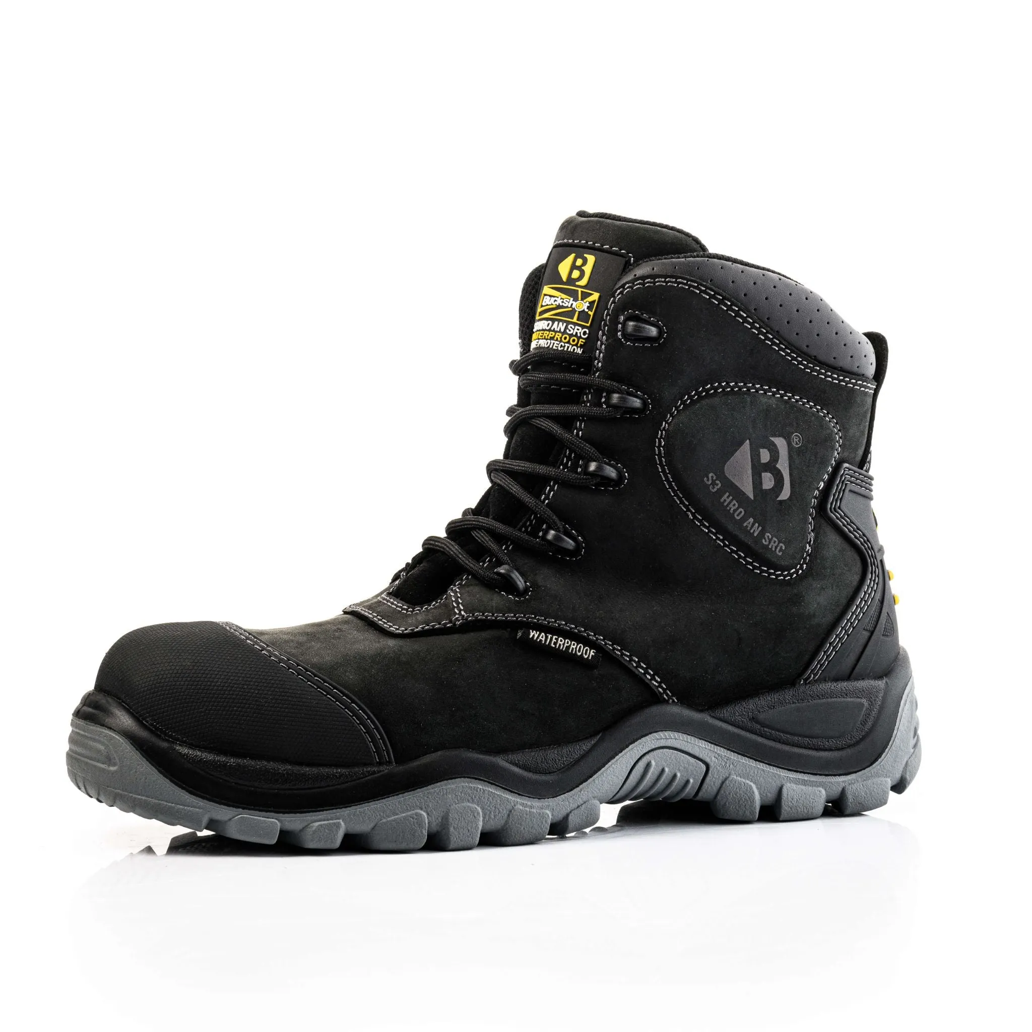 Buckbootz BSH012 Bang Guardz S3 Black Lace-up Buckler Boots