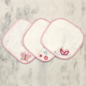 Butterfly Kisses Wash Cloths, Set of 3