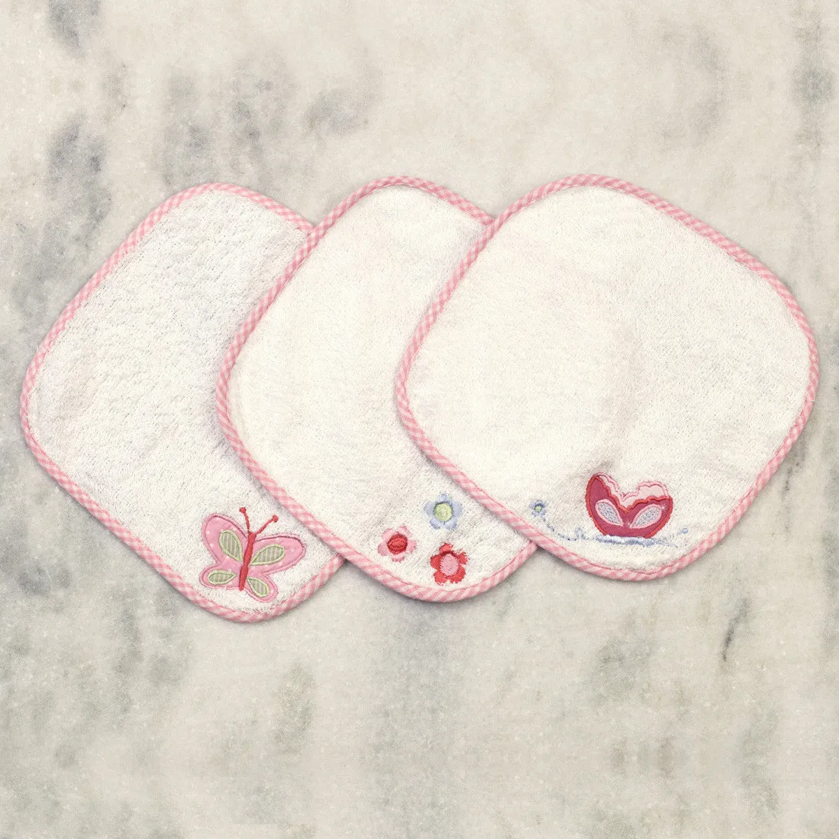 Butterfly Kisses Wash Cloths, Set of 3