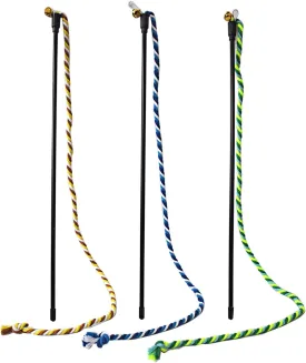 Cat Wand Toys, 3 PCs String Toys - Colorful Hemp Rope Cat Stick Interactive Kitty Teaser Wand