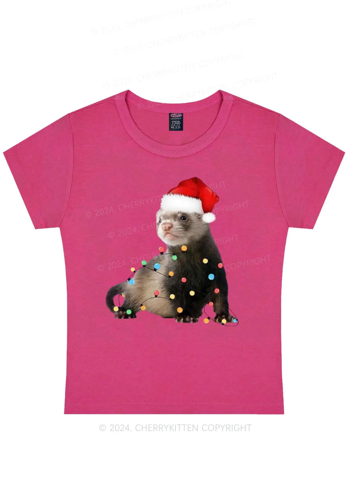 Christmas Ferret Lights Y2K Baby Tee Cherrykitten