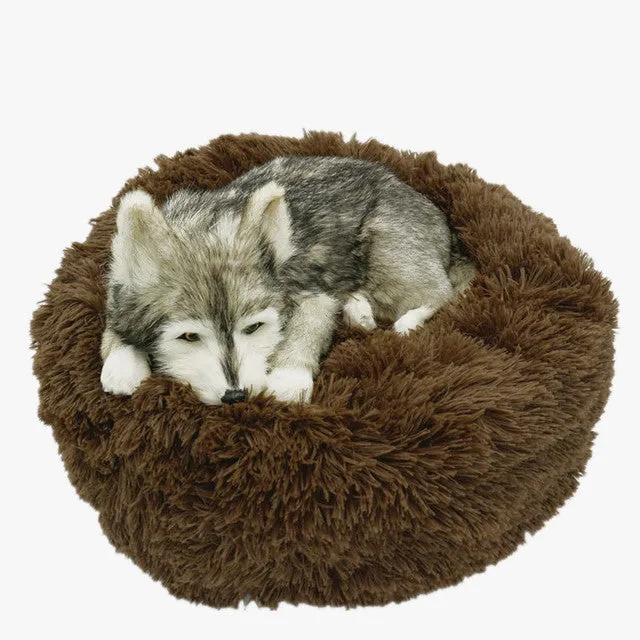 Dog Bed Long Plush Round Cat House