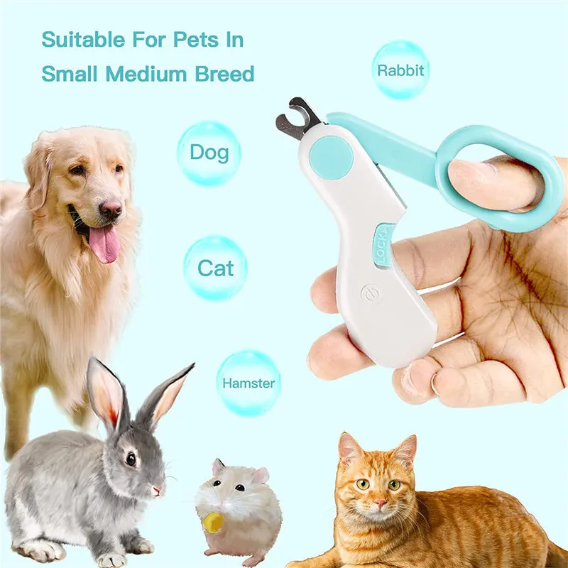 Dog Cat Pet Nail Clippers Claw Trimmers with LED Light Grooming Tool
