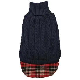 Fashion Pet Un-Tucked Cable Dog Sweater Navy