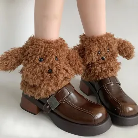 Funny Teddy Curly Leg Warmers – Cute Dog Animal Leg Warmers for Women, Winter JK Girl Cosplay, Y2K, Harajuku & Lolita Style