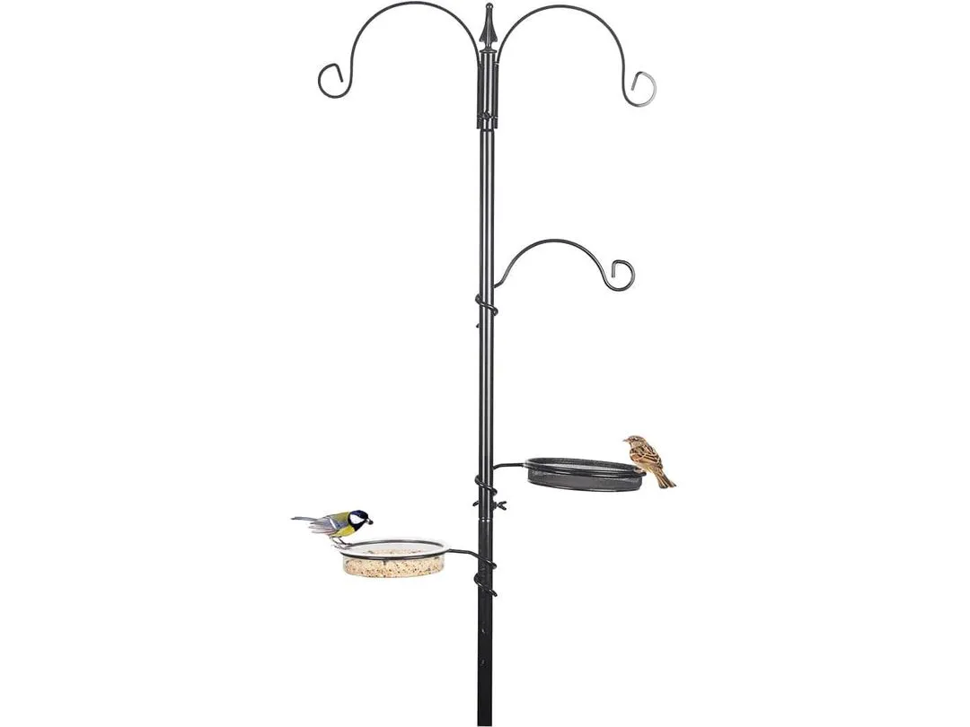Garden birds feeding station 50x2x189cm black