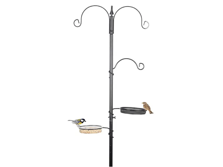 Garden birds feeding station 50x2x189cm black
