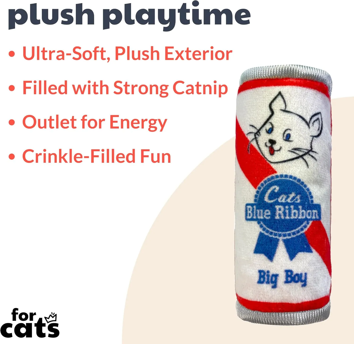 Huxley & Kent Plush Cat Toy - Cats Blue Ribbon - Nappy Hour Strong Catnip Filled - Plush Interactive Kitten and Cat Toy with Catnip and Crinkle - Kittybelles
