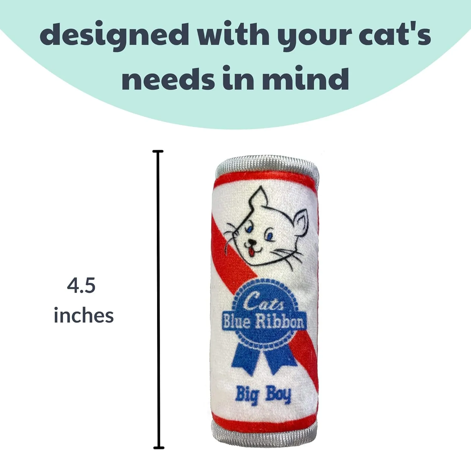 Huxley & Kent Plush Cat Toy - Cats Blue Ribbon - Nappy Hour Strong Catnip Filled - Plush Interactive Kitten and Cat Toy with Catnip and Crinkle - Kittybelles
