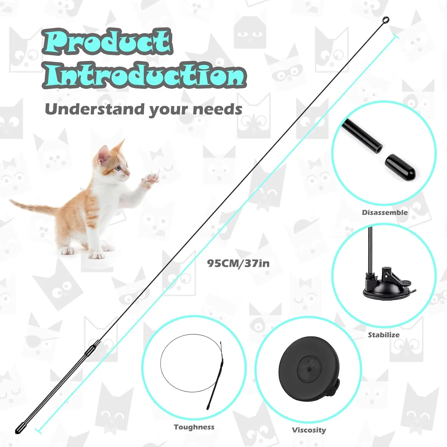 Interactive Cat Toys for Bored Indoor Adult Cats, 3 in 1 Cat Toys for Bored Cats,7 Pack Cat Teaser Cat Toys, Cats Toy Feather, Super Suction Cup Detachable with Balls and Birds