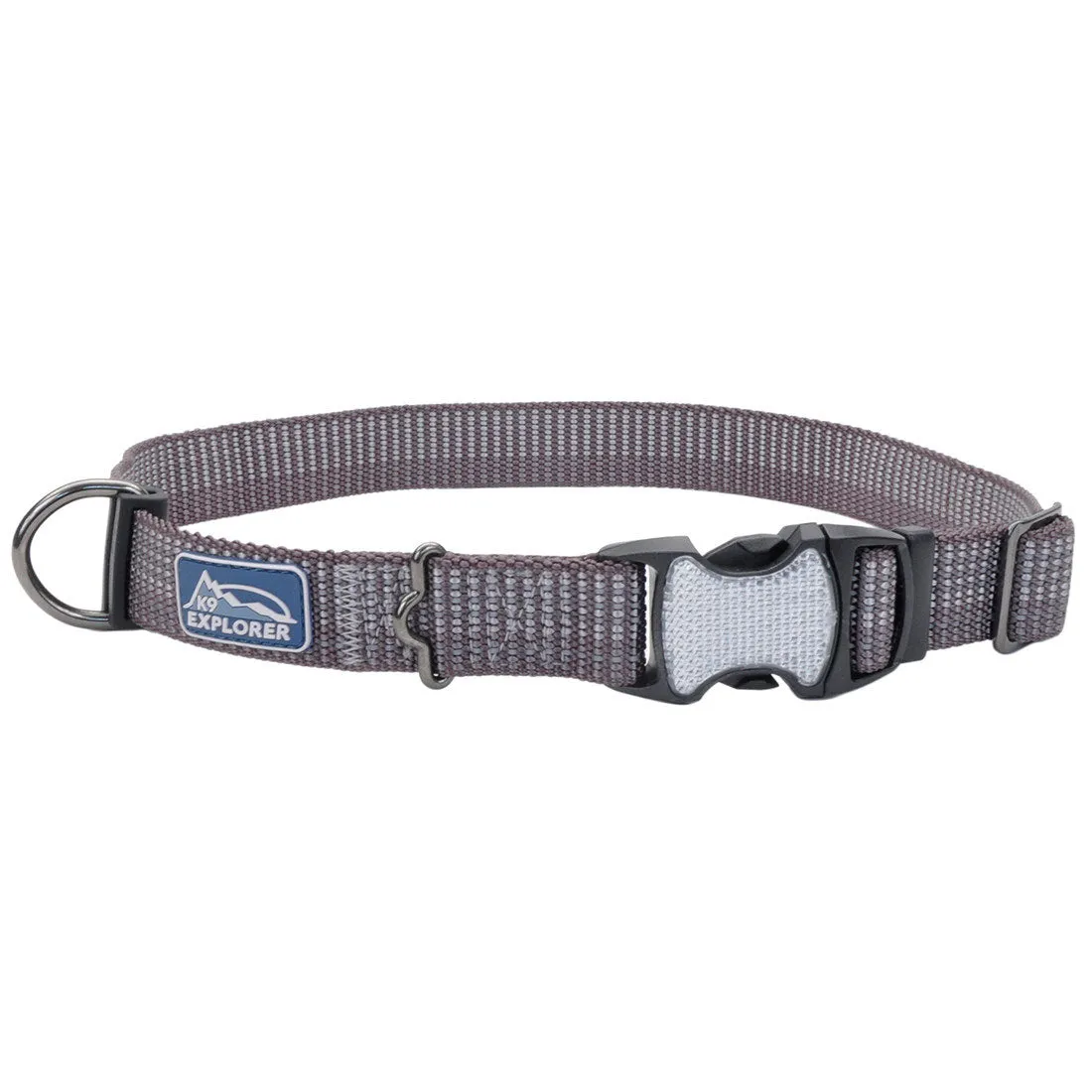 K9 Explorer® Brights Reflective Adjustable Dog Collar, Grey Large