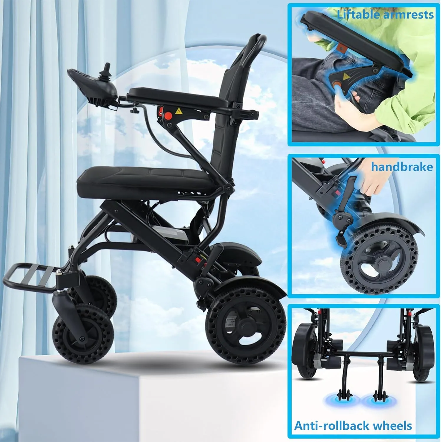 Meubon Lightweight Electric Wheelchairs  for Adults I Travel Size  Airline Approved  Wheelchair