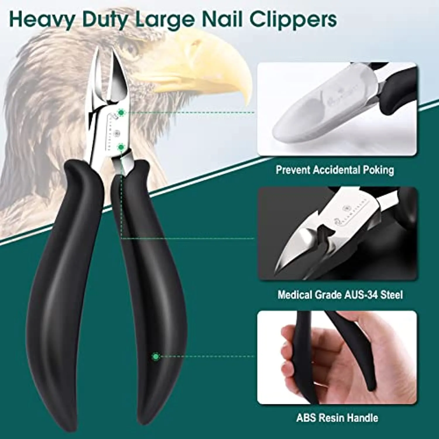 Nail Clipper Set 8 Pcs, Toe Nail Clippers for Adult, Large Heavy Duty Toenail Clippers for Thick Nails/Ingrown Toenail Treatment, Ideal Ingrown Toenail Tool Kit for Seniors/Men/ Women