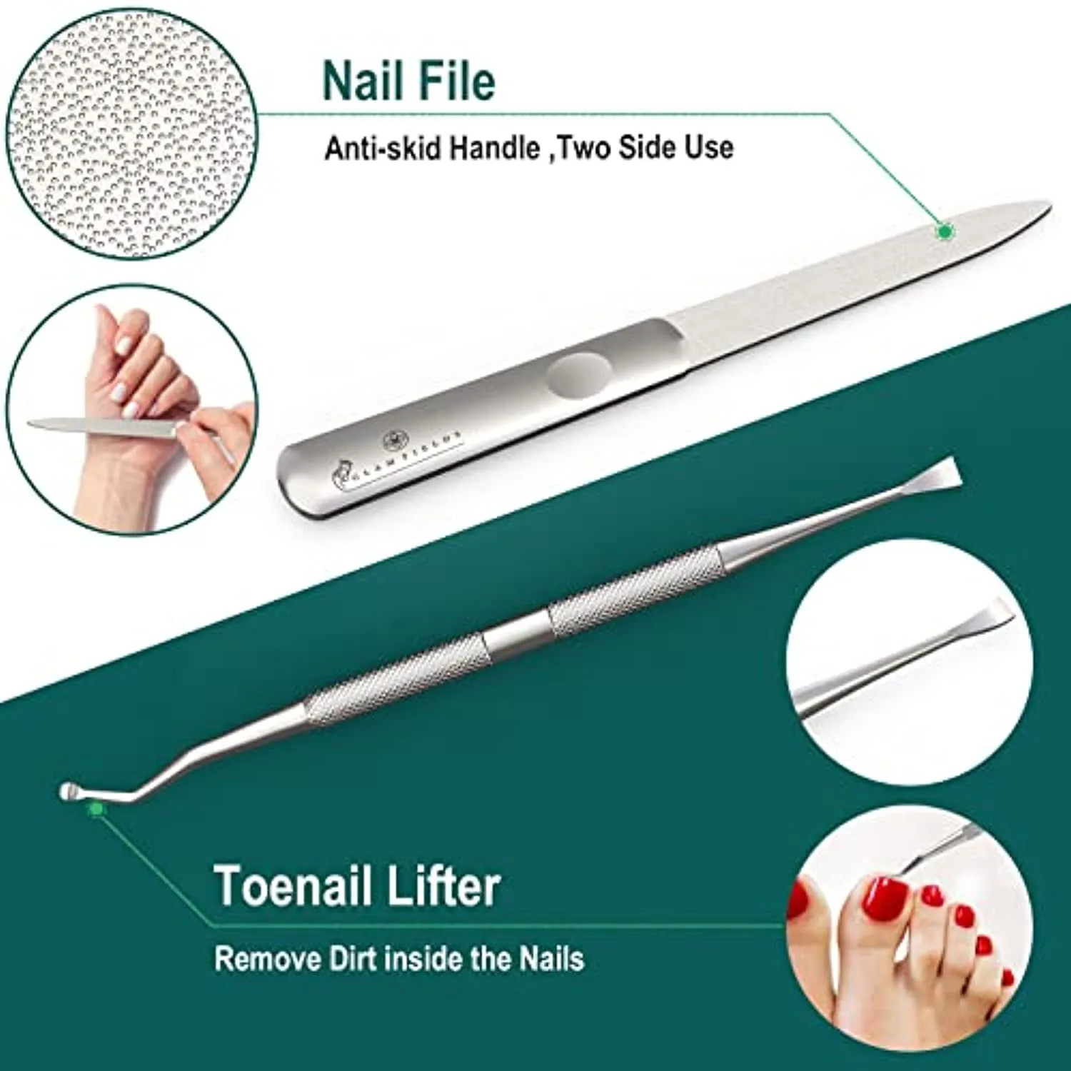 Nail Clipper Set 8 Pcs, Toe Nail Clippers for Adult, Large Heavy Duty Toenail Clippers for Thick Nails/Ingrown Toenail Treatment, Ideal Ingrown Toenail Tool Kit for Seniors/Men/ Women
