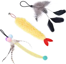 ORSDA 3 PCS Replacement Refills for Cat Ball Toys, Feather Tail, Elastic Net Tail, Plush Shrimps for Interactive Kitten Toys for Indoor Cats