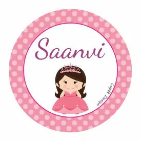 Personalised Princess Waterproof Stickers (Round)