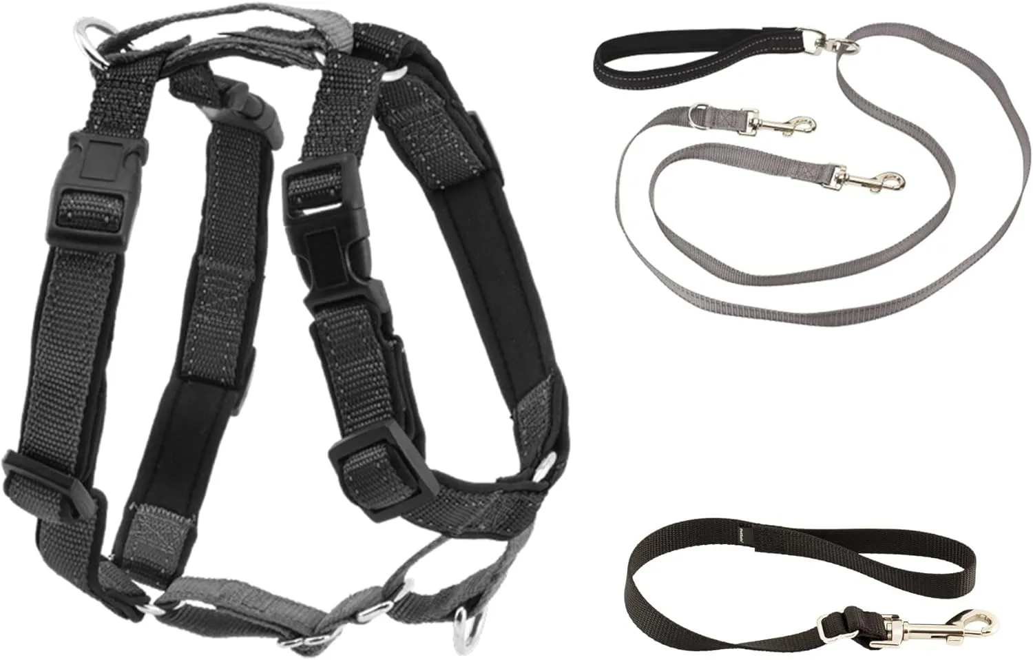 PetSafe 3 in 1 Harness with Two Point Control Leash - No-Pull Harness - Small - Black - Adjustable