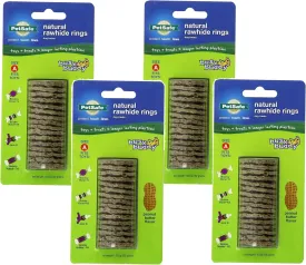 PetSafe (4 Pack) Busy Buddy Refill Ring Dog Treats for Select Busy Buddy Dog Toys, Peanut Butter Flavored Natural Rawhide, Size A