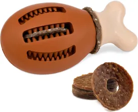 PetSafe Busy Buddy Chompin' Chicken Dog Toys  Treat Ring Holding Chew Toy  BPA Free Rubber  Chicken Scented  Interactive Pet Puzzle for Boredom or Separation Anxiety  Small to Large Dogs