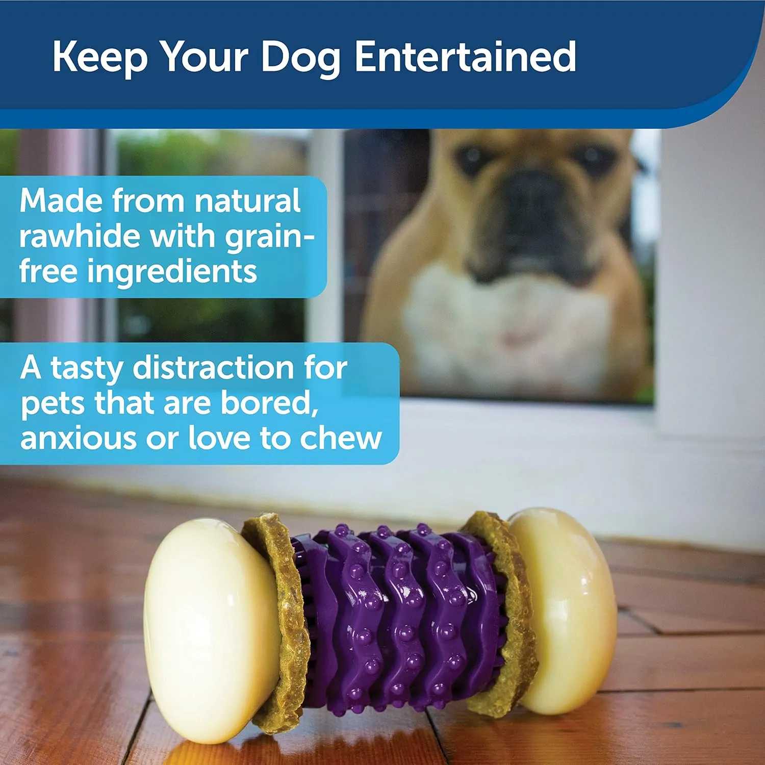 PetSafe Busy Buddy Nobbly Nubbly Treat Holding Dog Toy  Strong Chewers  Challenging - Treat Rings Included - Medium