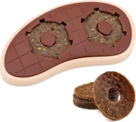 PetSafe Busy Buddy Slab o Sirloin Dog Toys  Treat Ring Holding Chew Toy  BPA Free Rubber  Beef Scented  Interactive Pet Puzzle for Boredom or Separation Anxiety  Small to Large Dogs