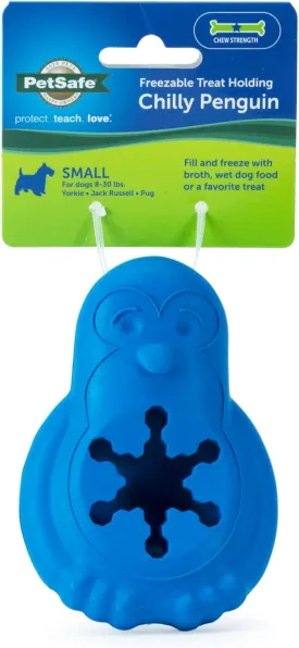 PetSafe Chilly Penguin, Freezable Dog Toy for Small Dogs, Fill and Freeze, Frozen Dog Toy to Fill with Treats, French Vanilla Scented, Interactive Pet Puzzle for Boredom or Separation Anxiety, Small