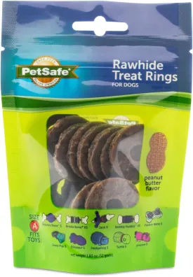 PetSafe Natural Rawhide Treat Ring Refills, Size A, Peanut Butter Flavor, Replacement Treats Busy Buddy Treat Ring Holding Toys