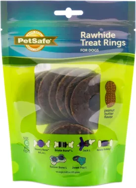 PetSafe Natural Rawhide Treat Ring Refills, Size C, Peanut Butter Flavor, Replacement Treats Busy Buddy Treat Ring Holding Toys