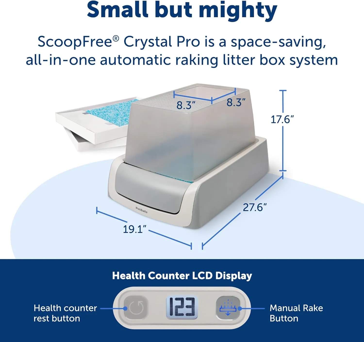 PetSafe ScoopFree Crystal Pro Self-Cleaning Cat Litter Box  Electric, Hands-Free Self-Scooping with Disposable Crystal Trays, Odor Control, Includes Hood, Gray