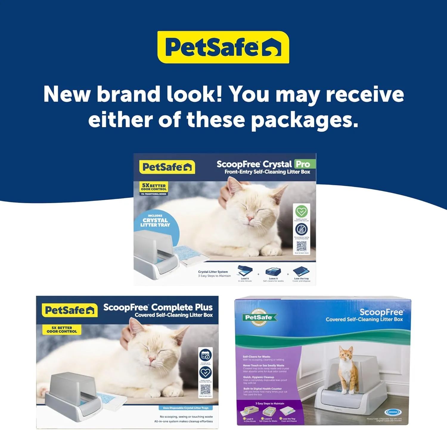 PetSafe ScoopFree Crystal Pro Self Cleaning Cat Litter Box, Front-Entry, Includes 1 Disposable Crystal Litter Tray