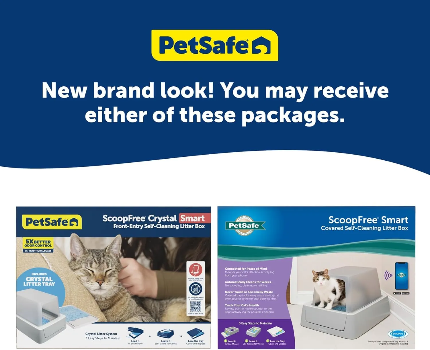 PetSafe ScoopFree Crystal Smart Self-Cleaning Cat Litter Box - WiFi & App Enabled - Hands-Free Cleanup, Less Tracking, Superior Odor Control - Includes Disposable Tray and Hood