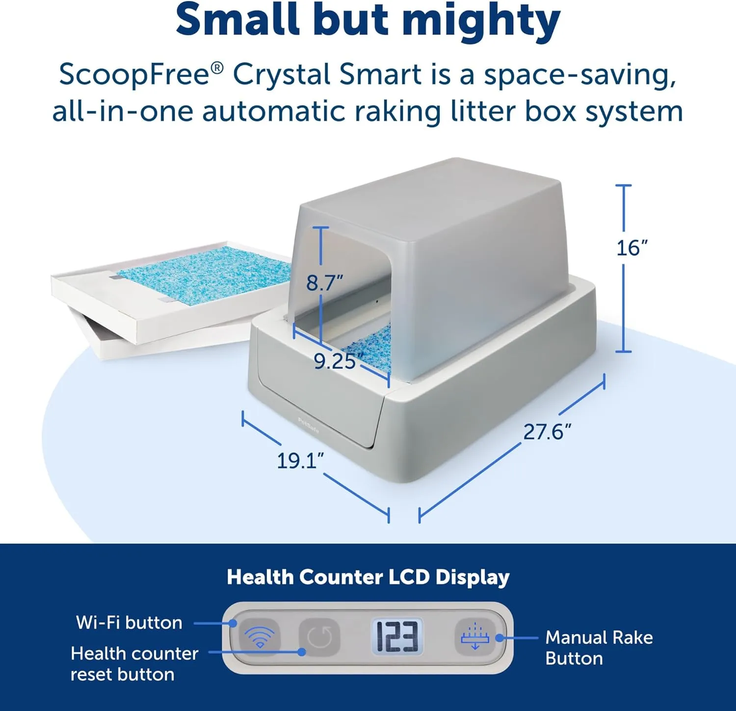 PetSafe ScoopFree Crystal Smart Self-Cleaning Cat Litter Box - WiFi & App Enabled - Hands-Free Cleanup, Less Tracking, Superior Odor Control - Includes Disposable Tray and Hood