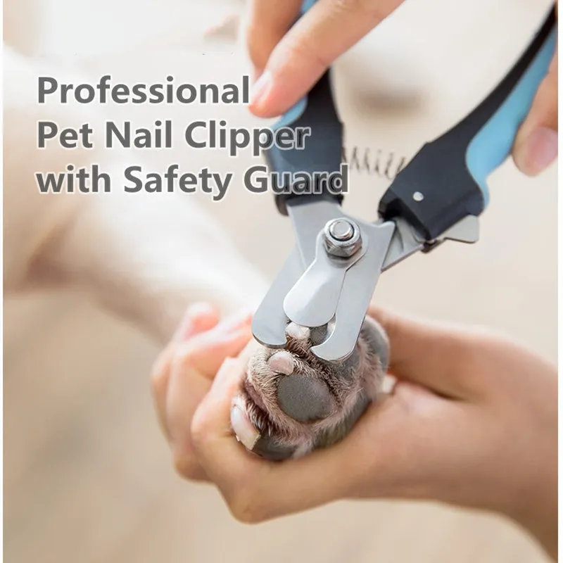 Professional Pet Nail Clipper with Safety Guard Stainless Steel Scissors Cat Dog for Claw Care Grooming Supplies Size Fits All
