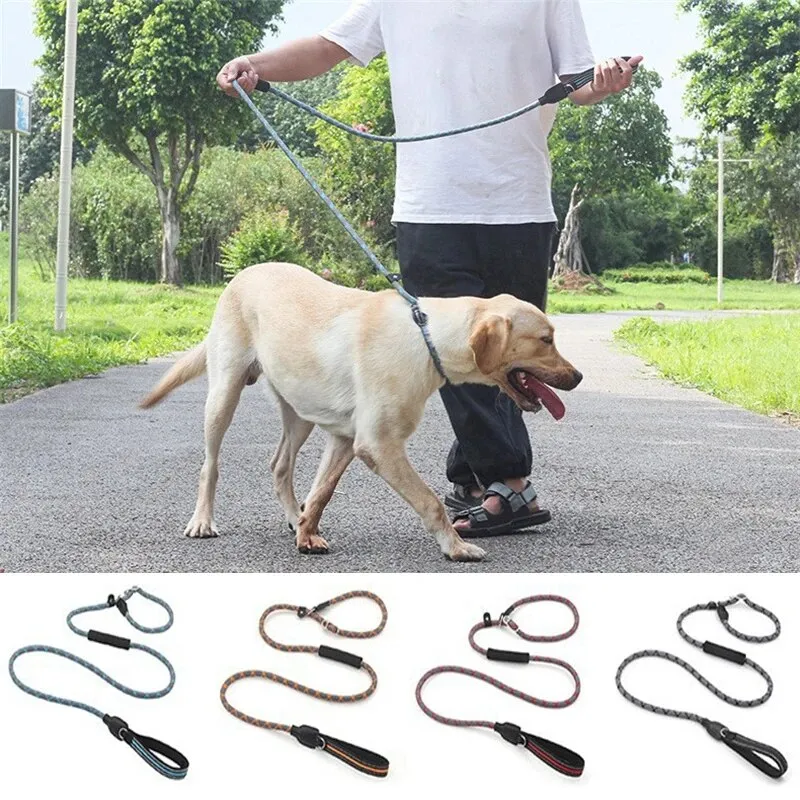 Reflective Dog Leash Double Handle Slip Lead Dog Leash