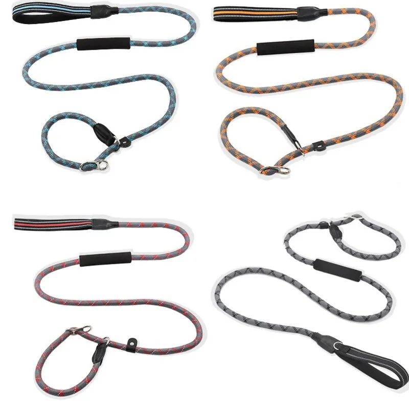 Reflective Dog Leash Double Handle Slip Lead Dog Leash