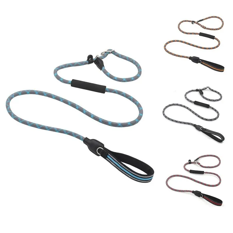 Reflective Dog Leash Double Handle Slip Lead Dog Leash