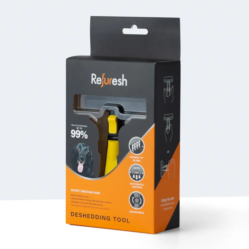 Refuresh Short and Medium Hair Dog Deshedding Tool Yellow Large^^^