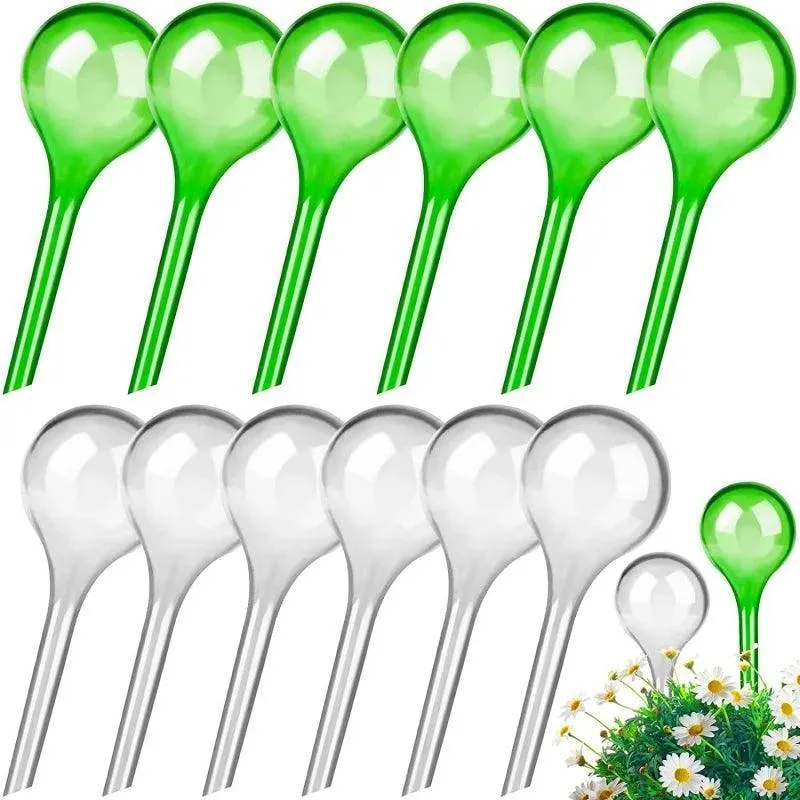 Self-Watering Plant Feeder, Automatic Hydration, Durable PP/PE Plastic, Reusable, 5 Pcs, Transparent/Green, Ideal for Indoor & Outdoor Plants