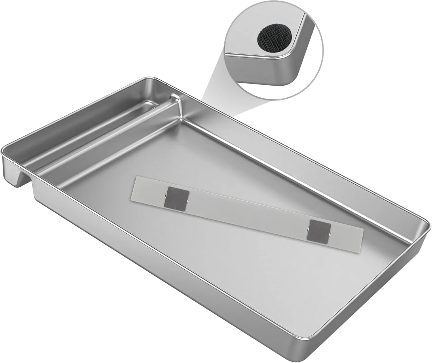 Stainless Steel Reusable Litter Tray Compatible with Petsafe-Scoop Free Self-Cleaning Cat Litter Box - Non Slip Rubber- Stainless Steel Will Never Absorbs Odor, or Stains