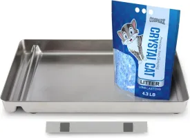 Stainless Steel Tray for Petsafe - Includes 4.3 lb of Premium Blue Crystal Litter - Compatible with Petsafe Scoop-Free Self-Cleaning Cat Litter Boxes, Never Absorbs Odors, Non-Sticky, Easy Clean